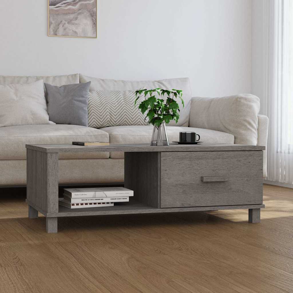 vidaXL sofabord HAMAR 100x55x35 cm massivt fyrretræ lysegrå
