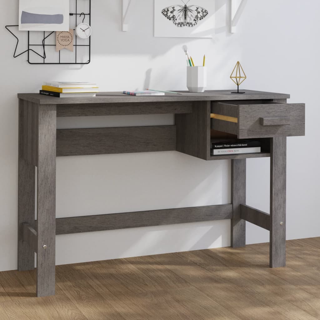 skrivebord HAMAR 110x40x75 cm massivt fyrretræ lysegrå