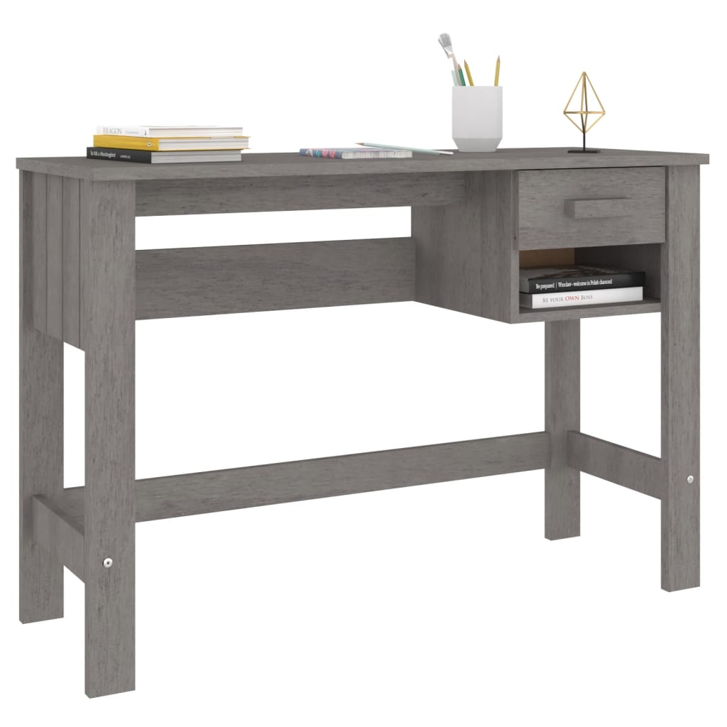 skrivebord HAMAR 110x40x75 cm massivt fyrretræ lysegrå