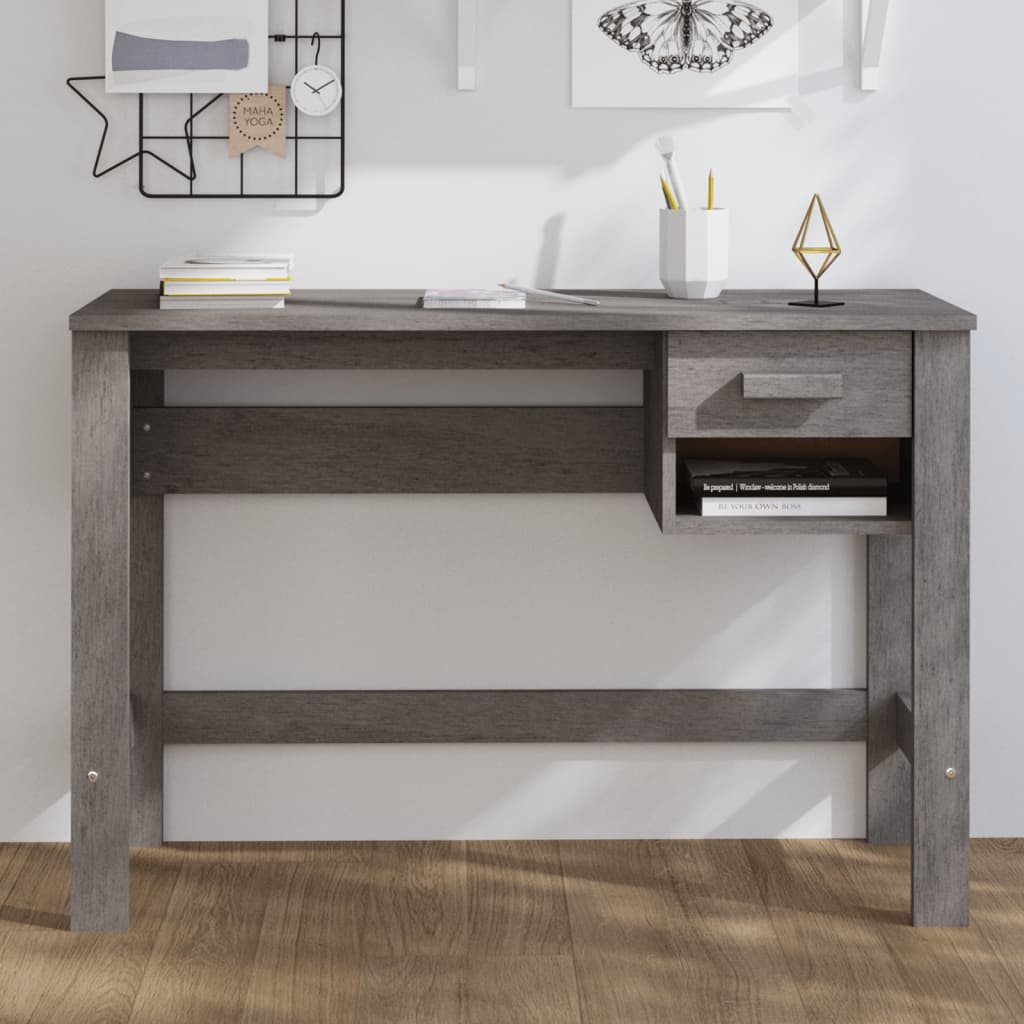 skrivebord HAMAR 110x40x75 cm massivt fyrretræ lysegrå