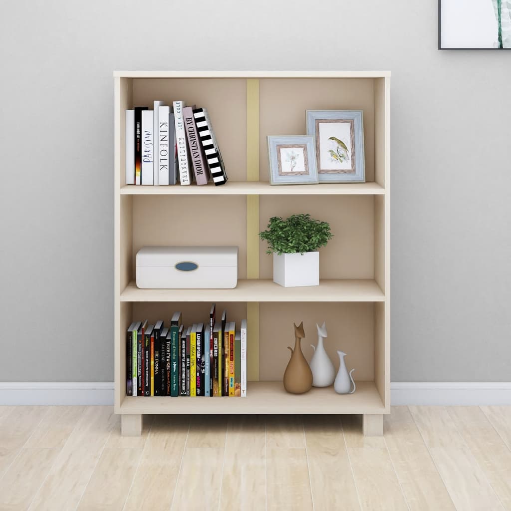 bogskab HAMAR 85x35x112 cm massivt fyrretræ honningbrun