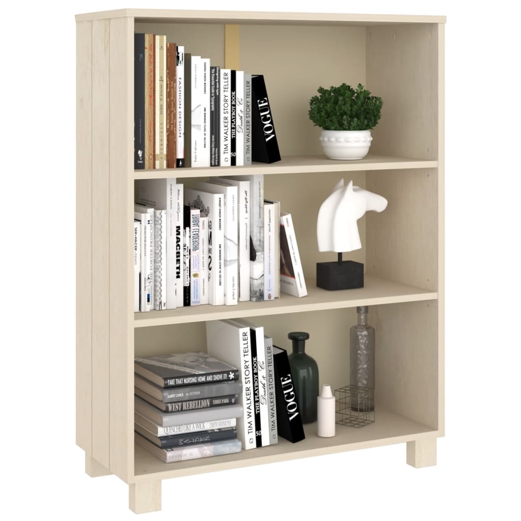 bogskab HAMAR 85x35x112 cm massivt fyrretræ honningbrun