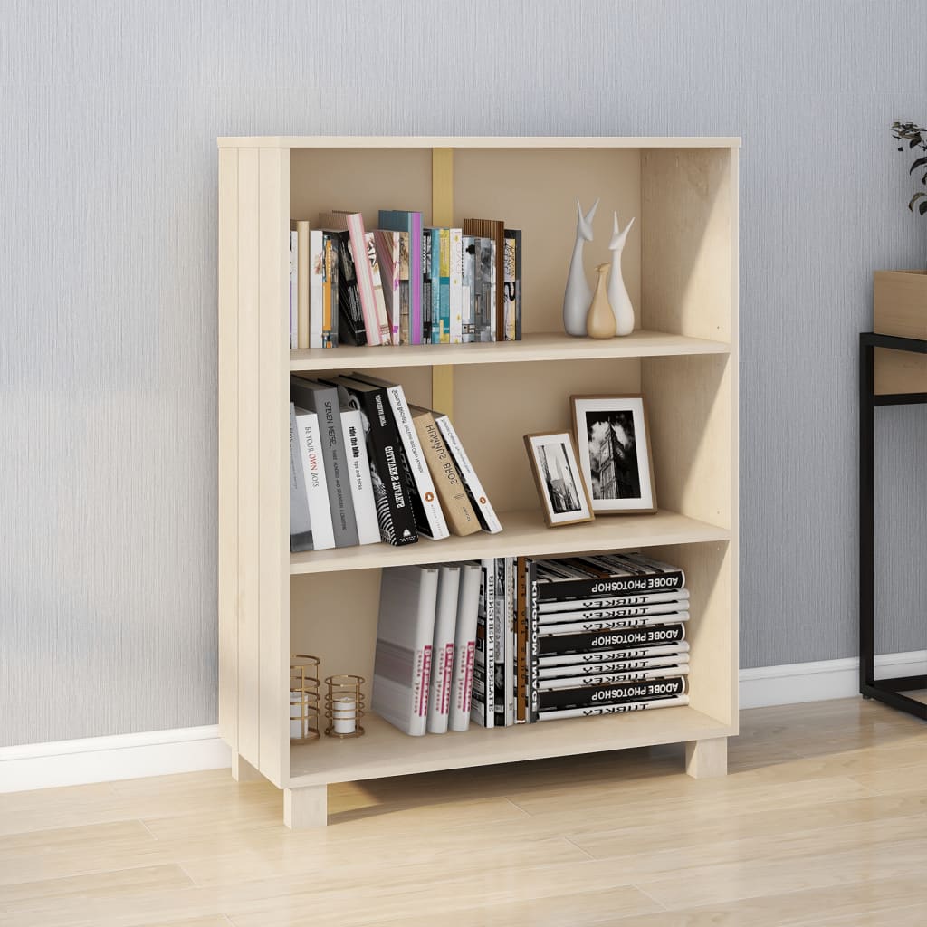 bogskab HAMAR 85x35x112 cm massivt fyrretræ honningbrun