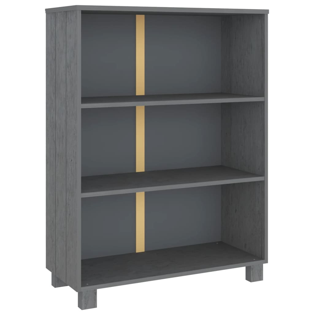 bogskab HAMAR 85x35x112 cm massivt fyrretræ mørkegrå