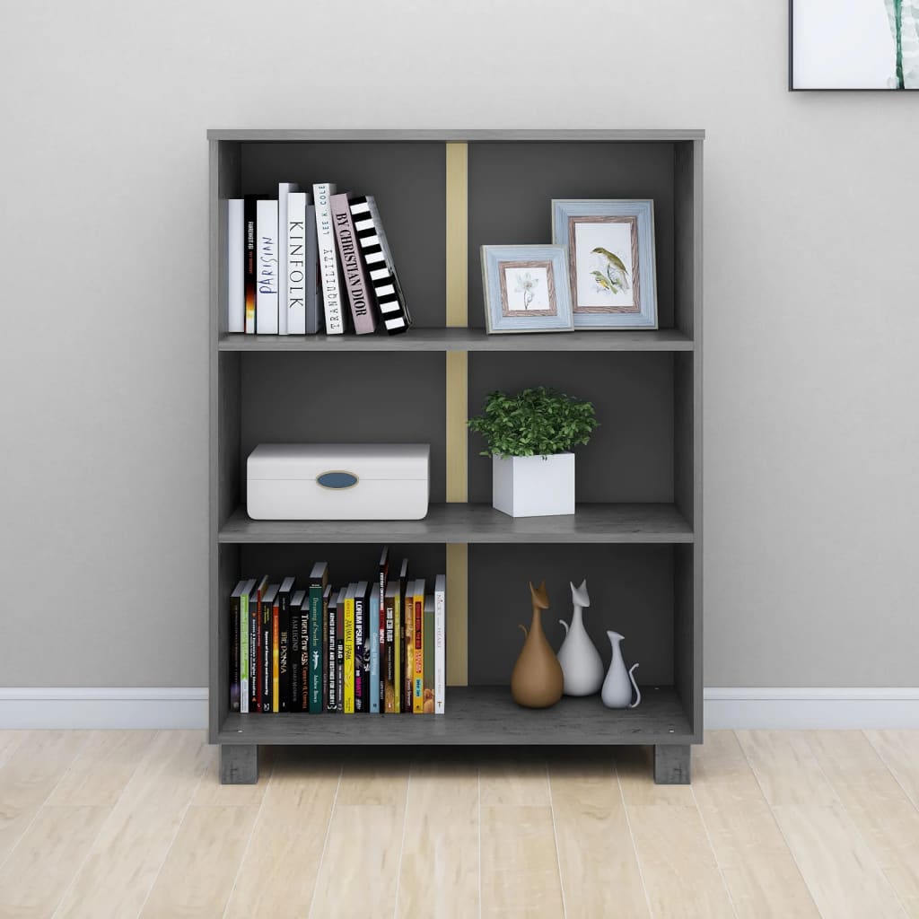 bogskab HAMAR 85x35x112 cm massivt fyrretræ mørkegrå
