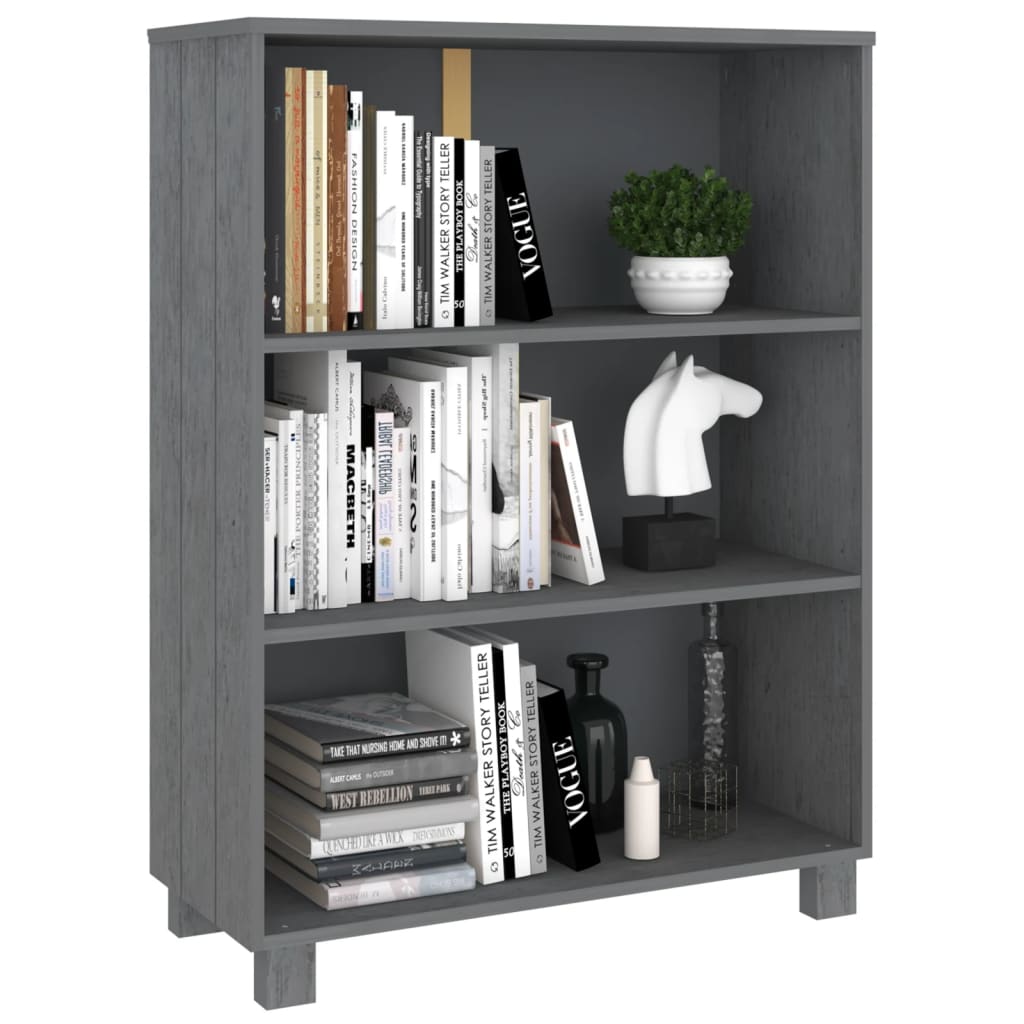 bogskab HAMAR 85x35x112 cm massivt fyrretræ mørkegrå
