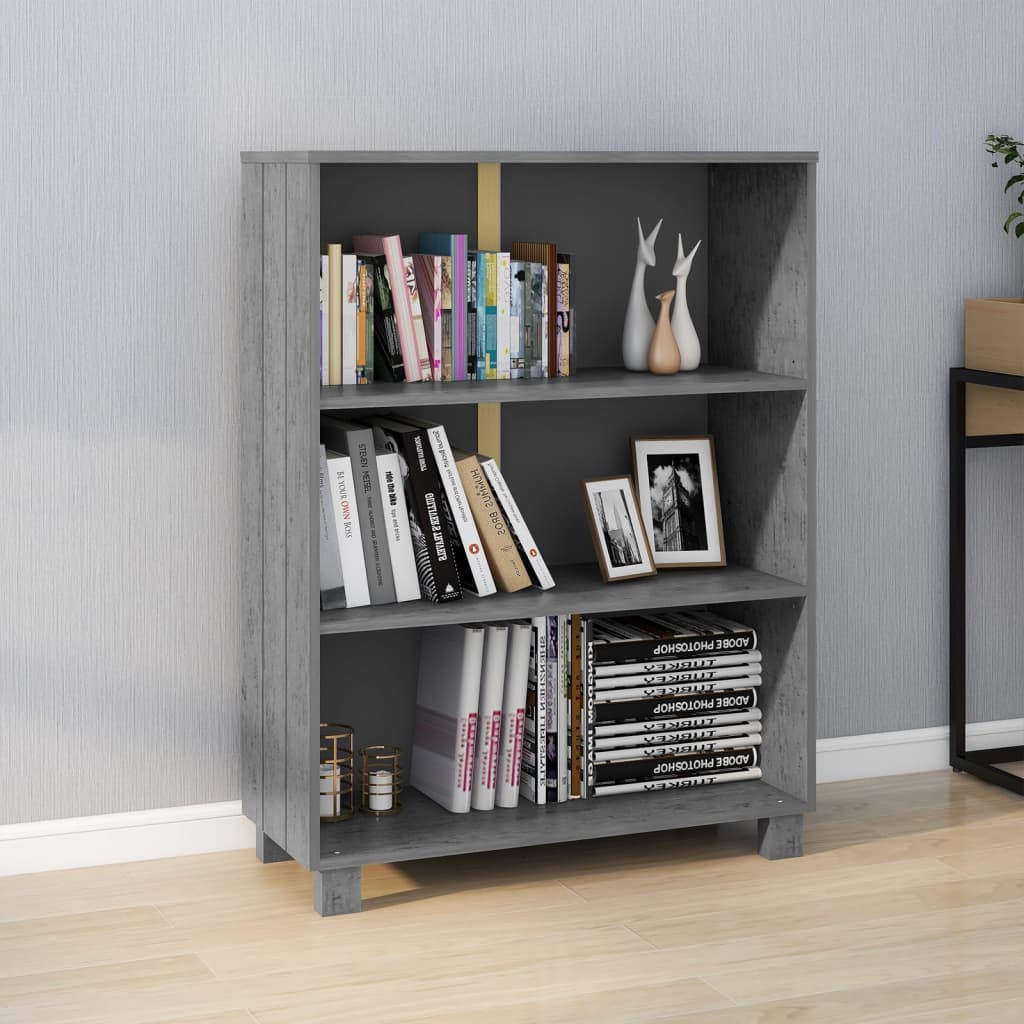 bogskab HAMAR 85x35x112 cm massivt fyrretræ mørkegrå