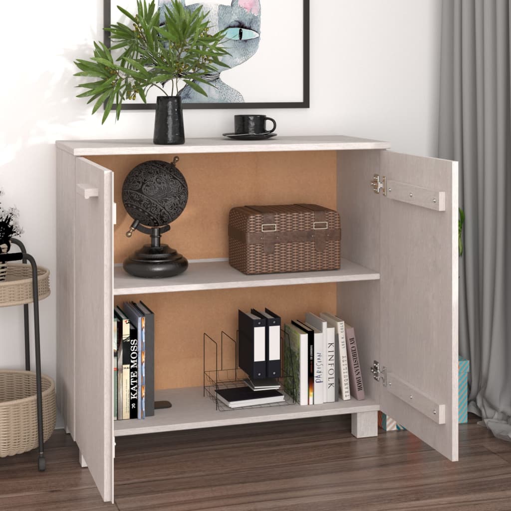 skænk HAMAR 85x35x80 cm massivt fyrretræ hvid