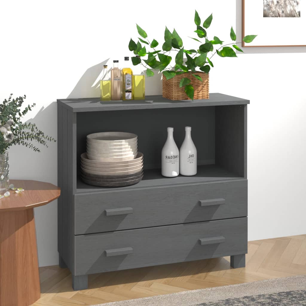 skænk HAMAR 85x35x80 cm massivt fyrretræ mørkegrå