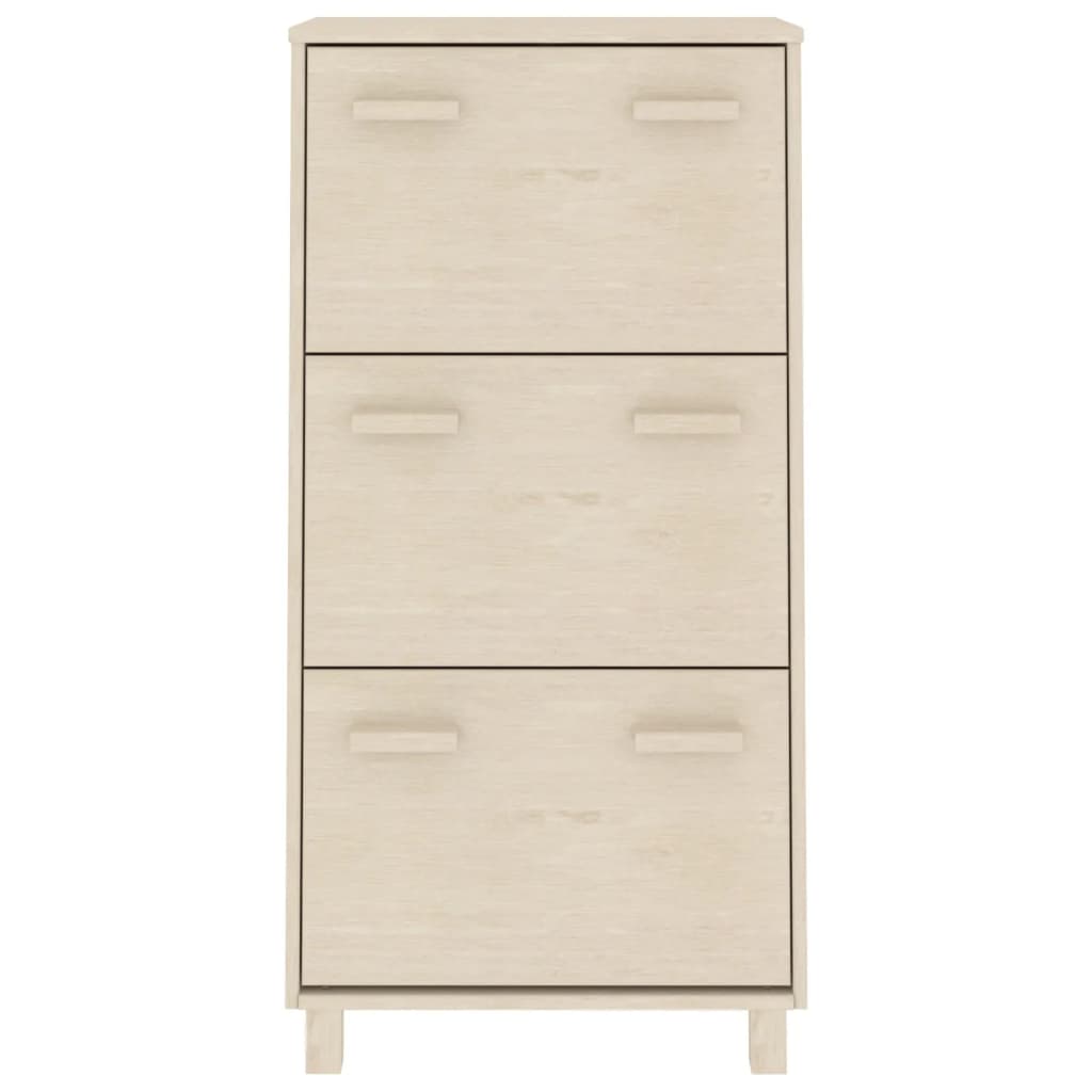 skoskab HAMAR 59,5x35x117 cm massivt fyrretræ honningbrun
