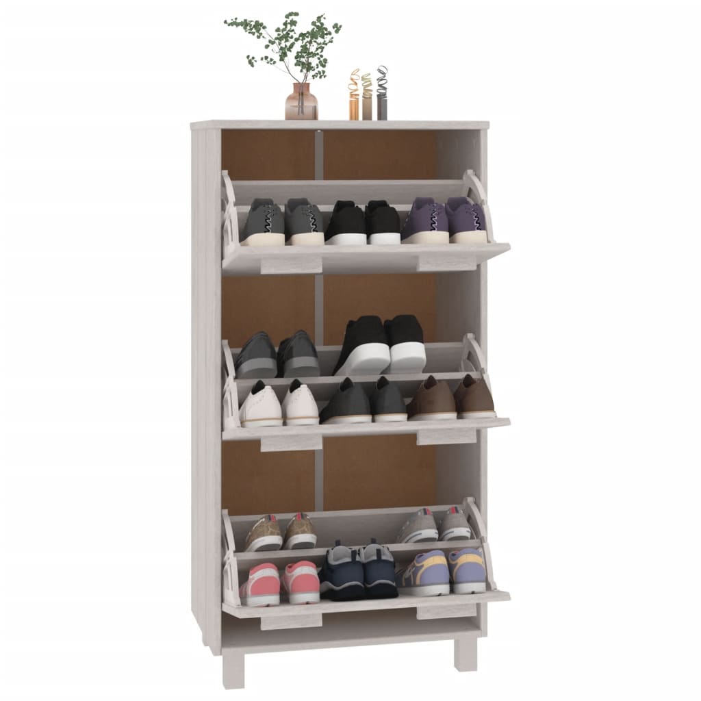 skoskab HAMAR 59,5x35x117 cm massivt fyrretræ hvid