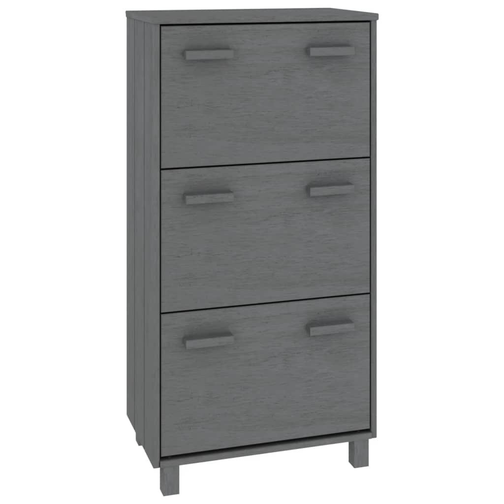 skoskab HAMAR 59,5x35x117 cm massivt fyrretræ mørkegrå