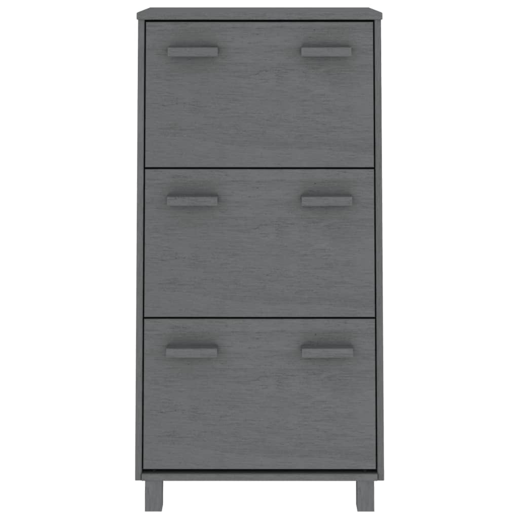 skoskab HAMAR 59,5x35x117 cm massivt fyrretræ mørkegrå