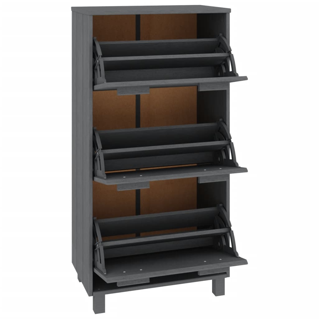 skoskab HAMAR 59,5x35x117 cm massivt fyrretræ mørkegrå