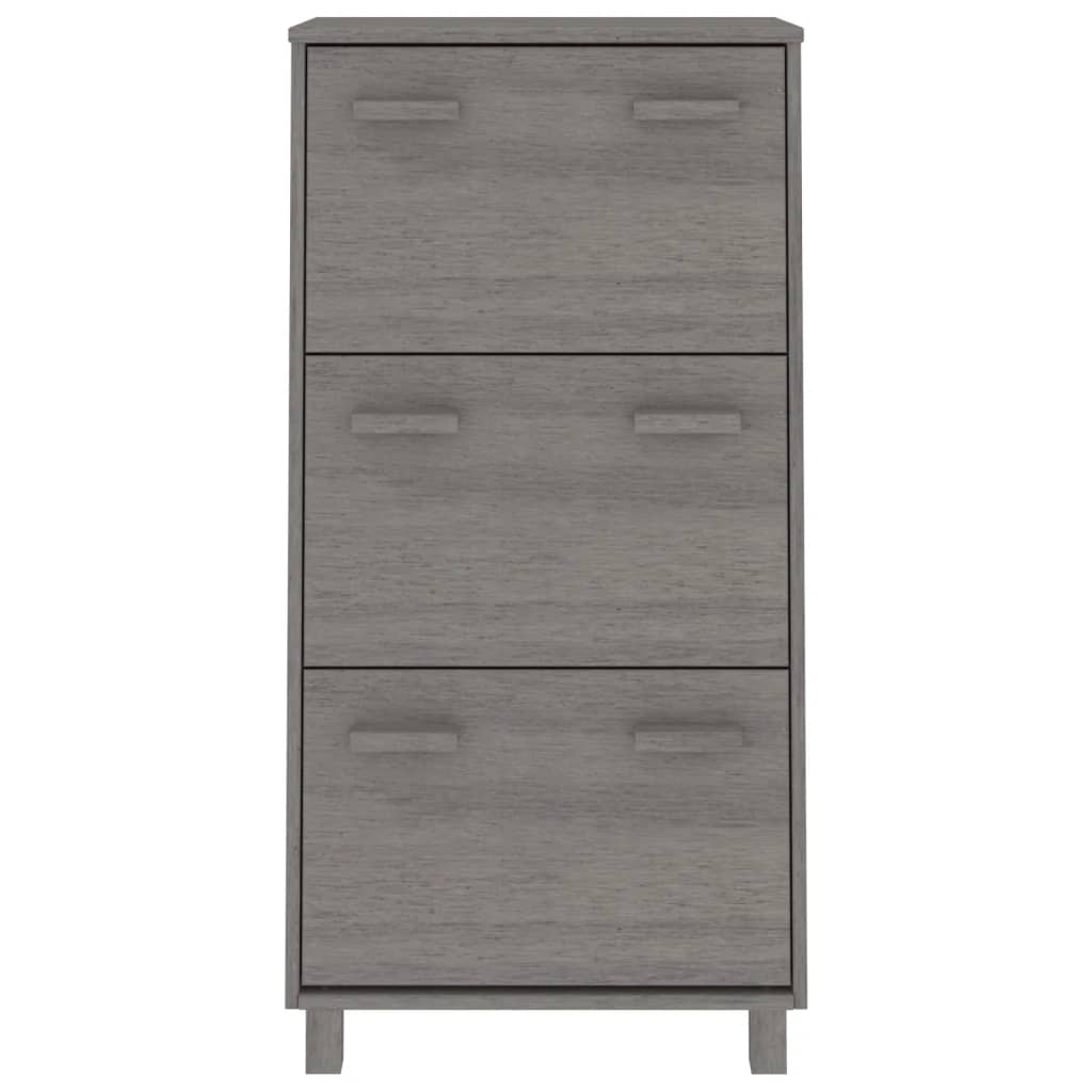 skoskab HAMAR 59,5x35x117 cm massivt fyrretræ lysegrå