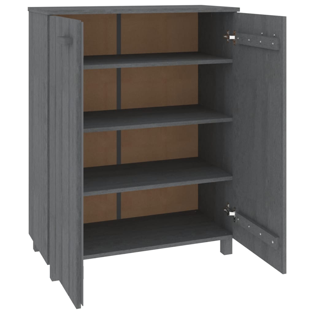 skoskab HAMAR 85x40x108 cm massivt fyrretræ mørkegrå