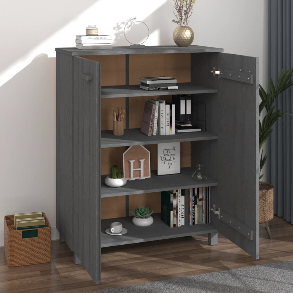 skoskab HAMAR 85x40x108 cm massivt fyrretræ mørkegrå