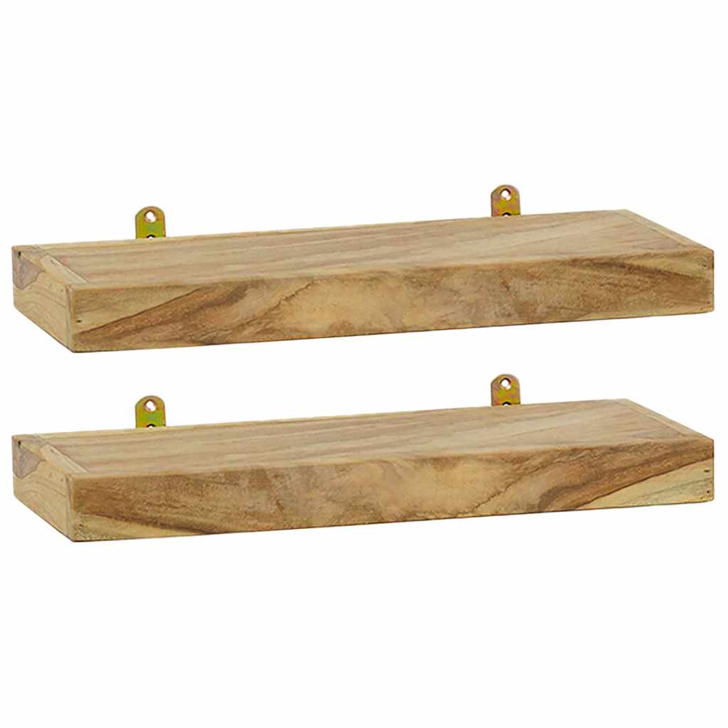 væghylder 2 stk. 40x15x4 cm massivt teaktræ