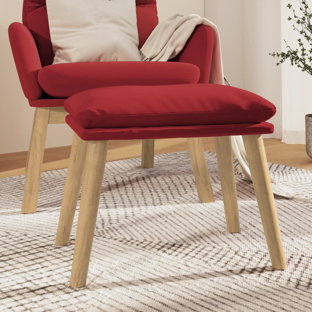 fodskammel 45x29,5x35 cm fløjl vinrød