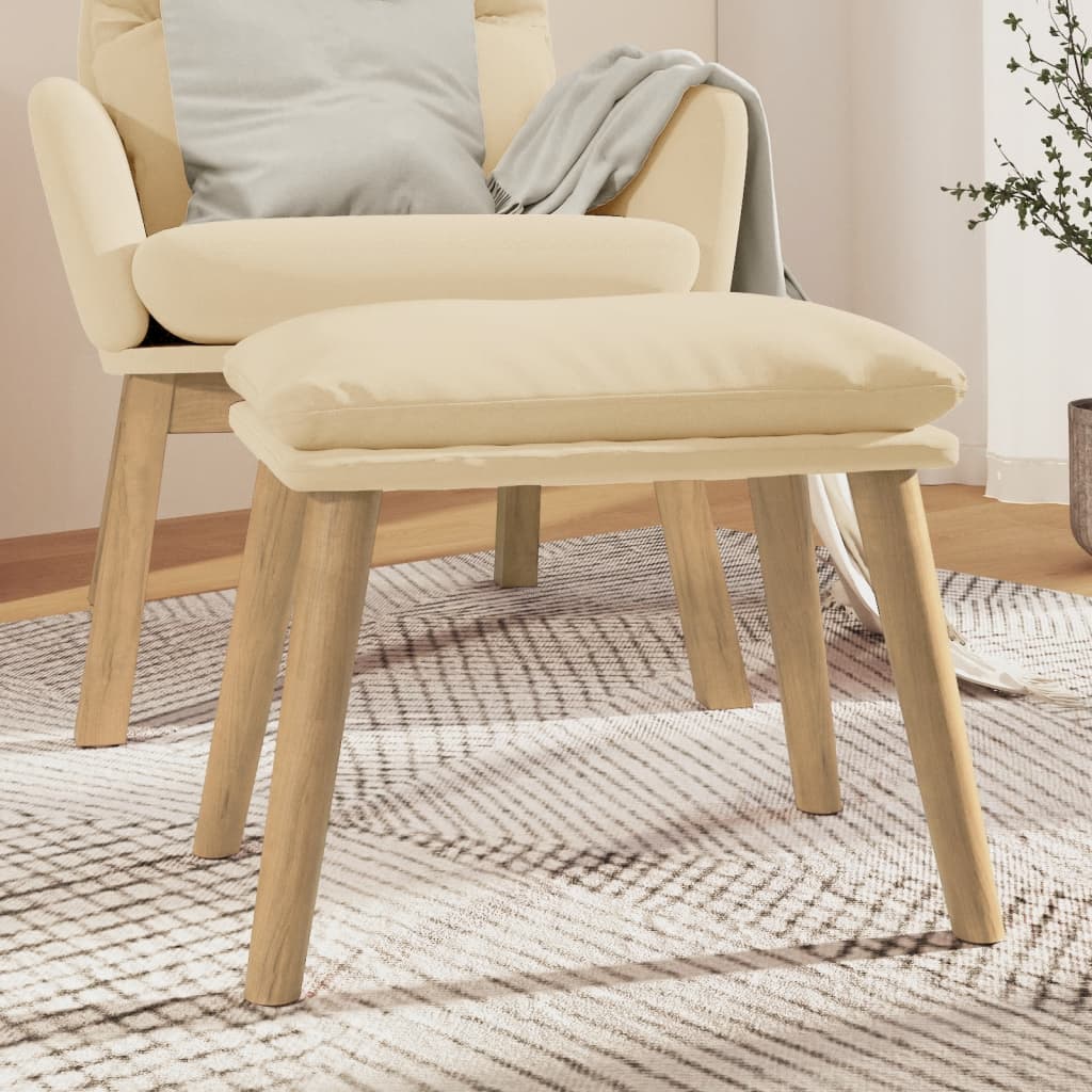 fodskammel 45x29,5x35 cm fløjl cremefarvet