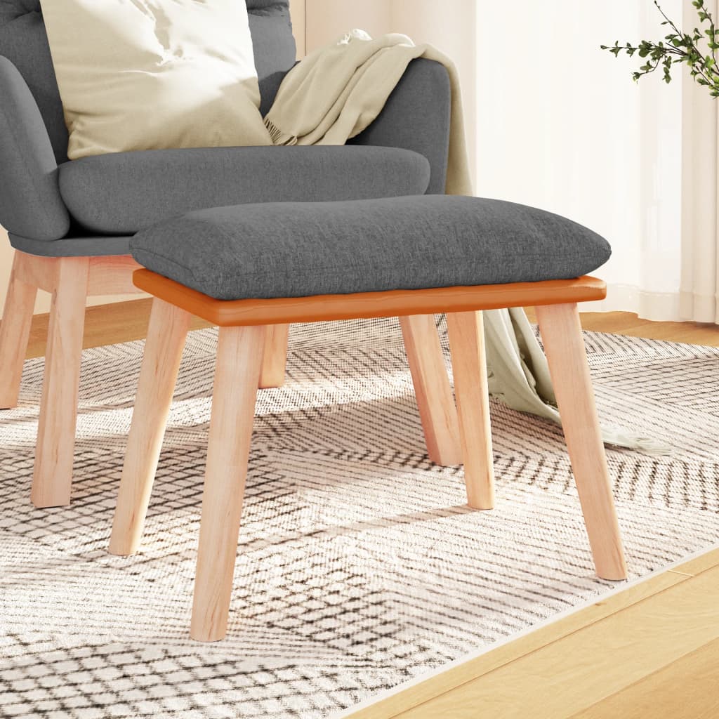 fodskammel 45x29,5x35 cm stof og kunstlæder lysegrå