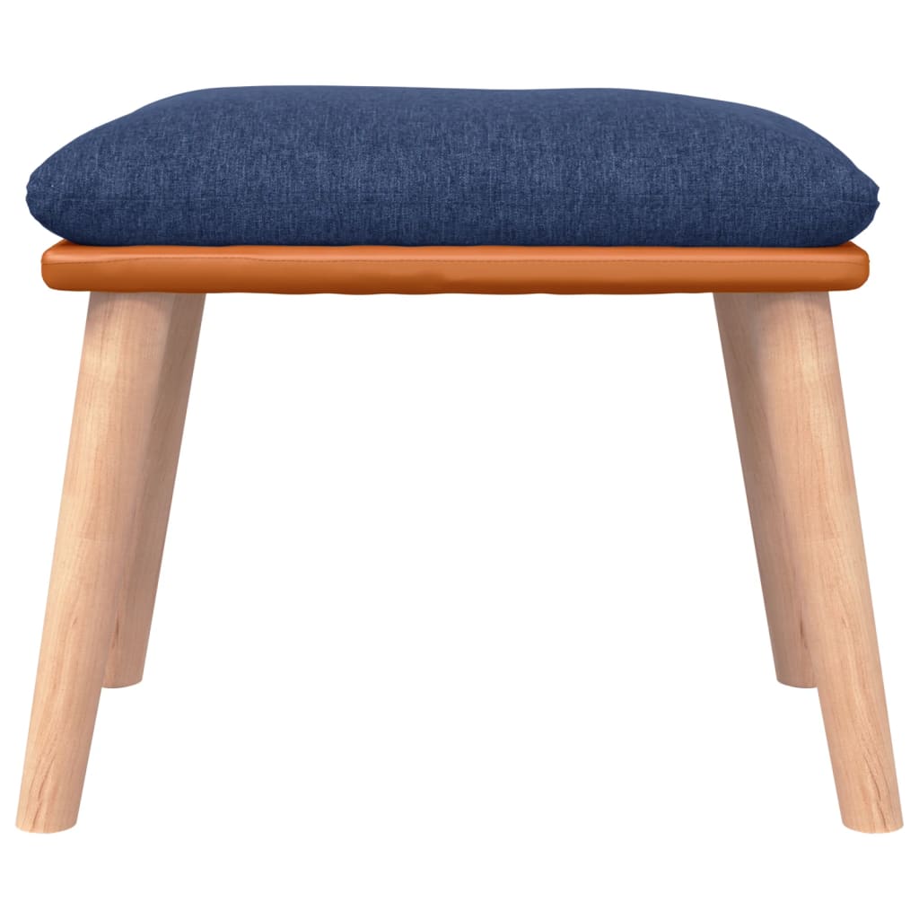 fodskammel 45x29,5x35 cm stof og kunstlæder blå