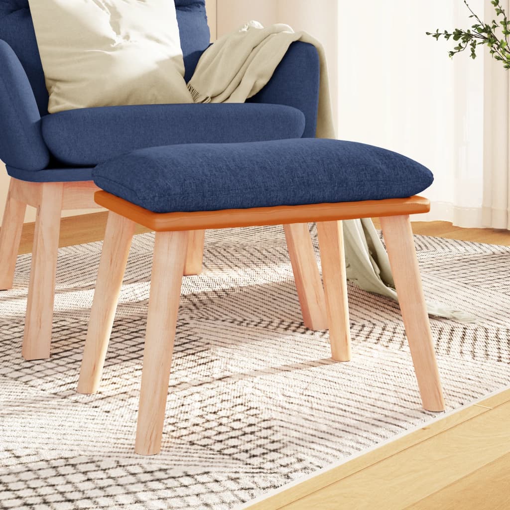 fodskammel 45x29,5x35 cm stof og kunstlæder blå