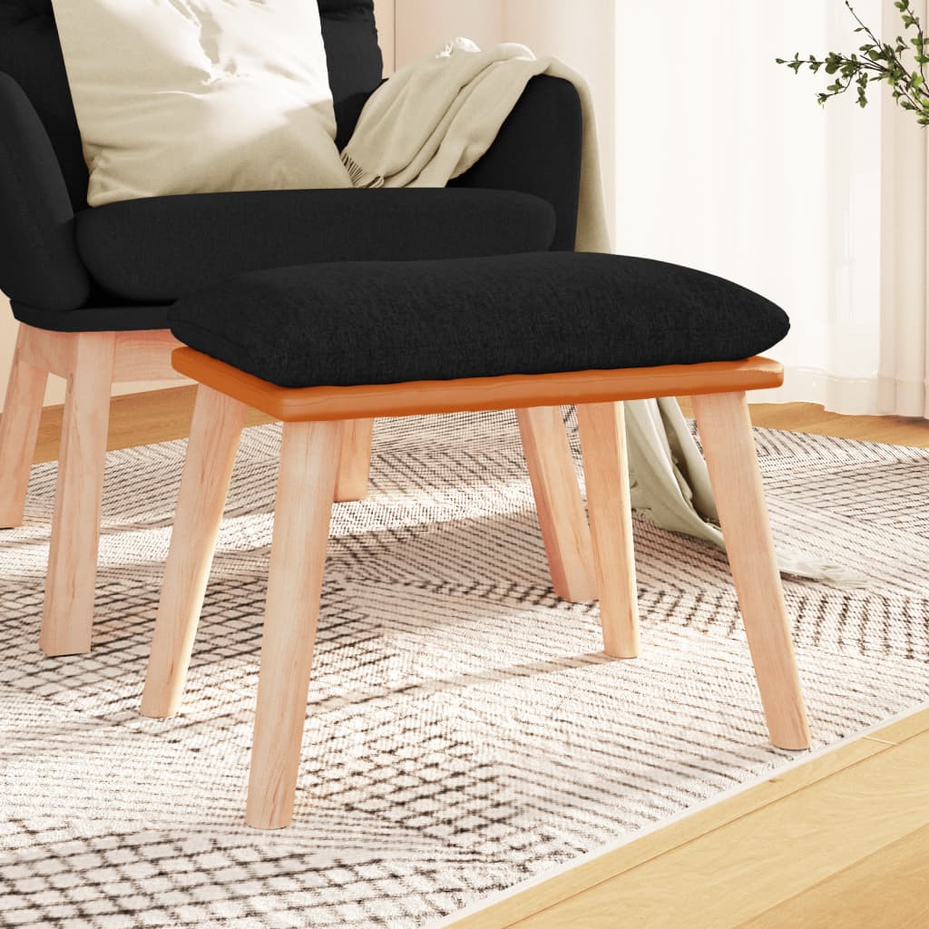 fodskammel 45x29,5x35 cm stof og kunstlæder sort