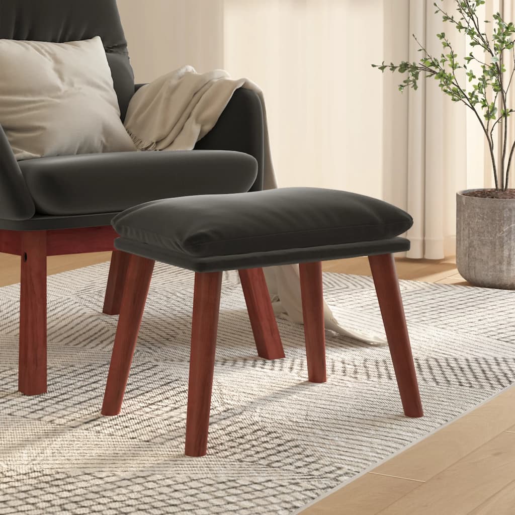 fodskammel 45x29,5x35 cm fløjl mørkegrå