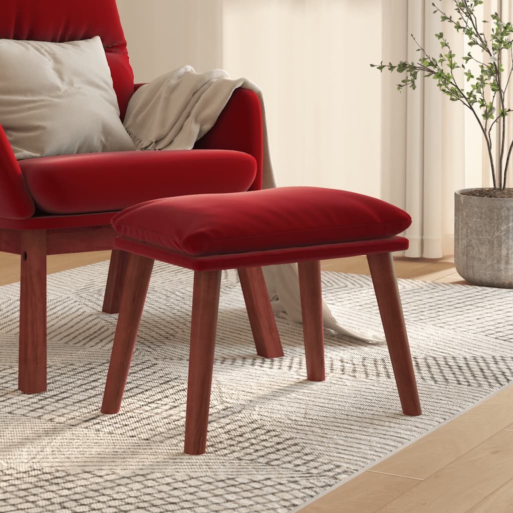 fodskammel 45x29,5x35 cm fløjl vinrød