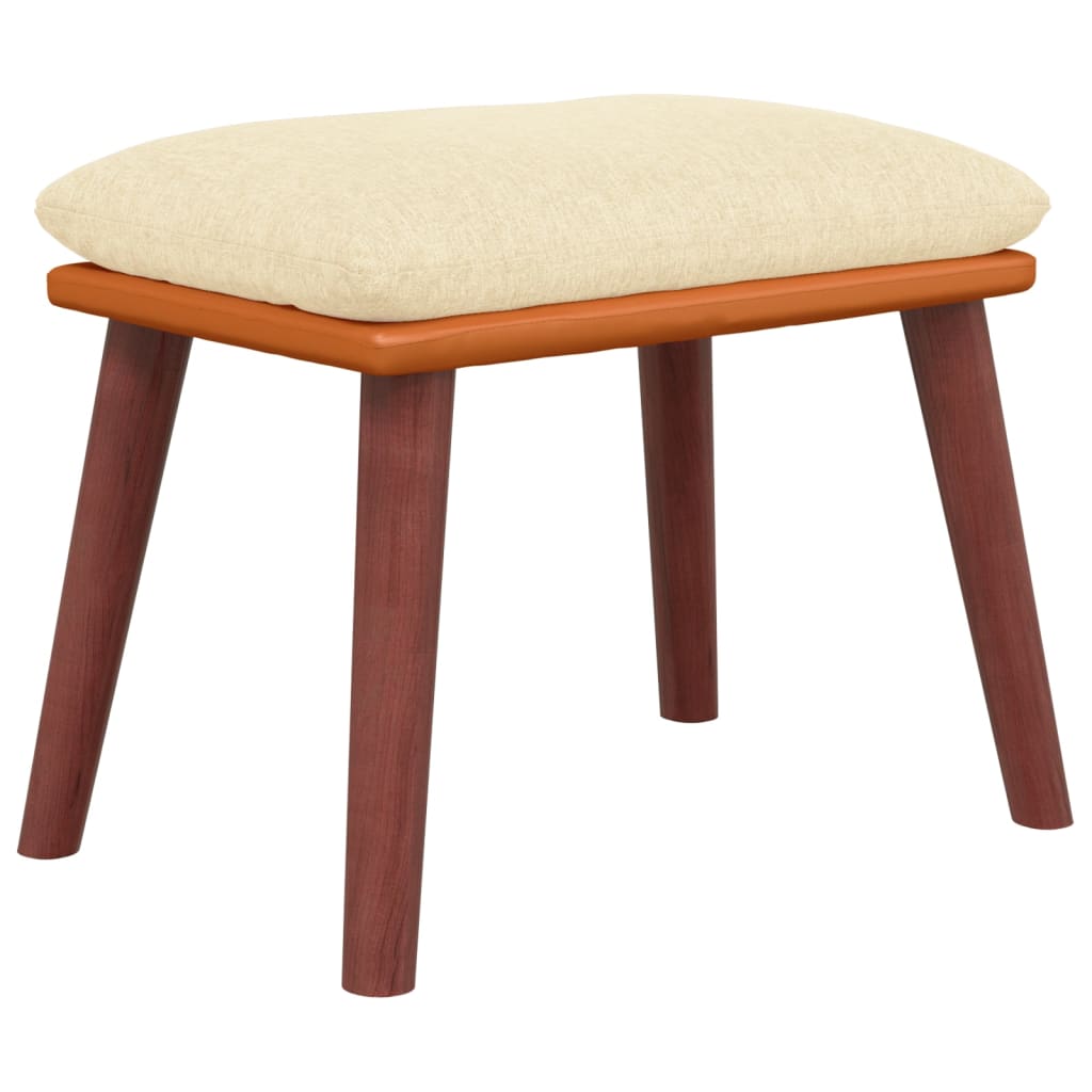 fodskammel 45x29,5x35 cm stof og kunstlæder cremefarvet