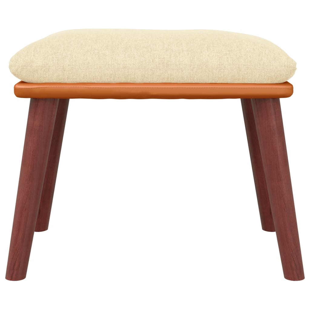 fodskammel 45x29,5x35 cm stof og kunstlæder cremefarvet