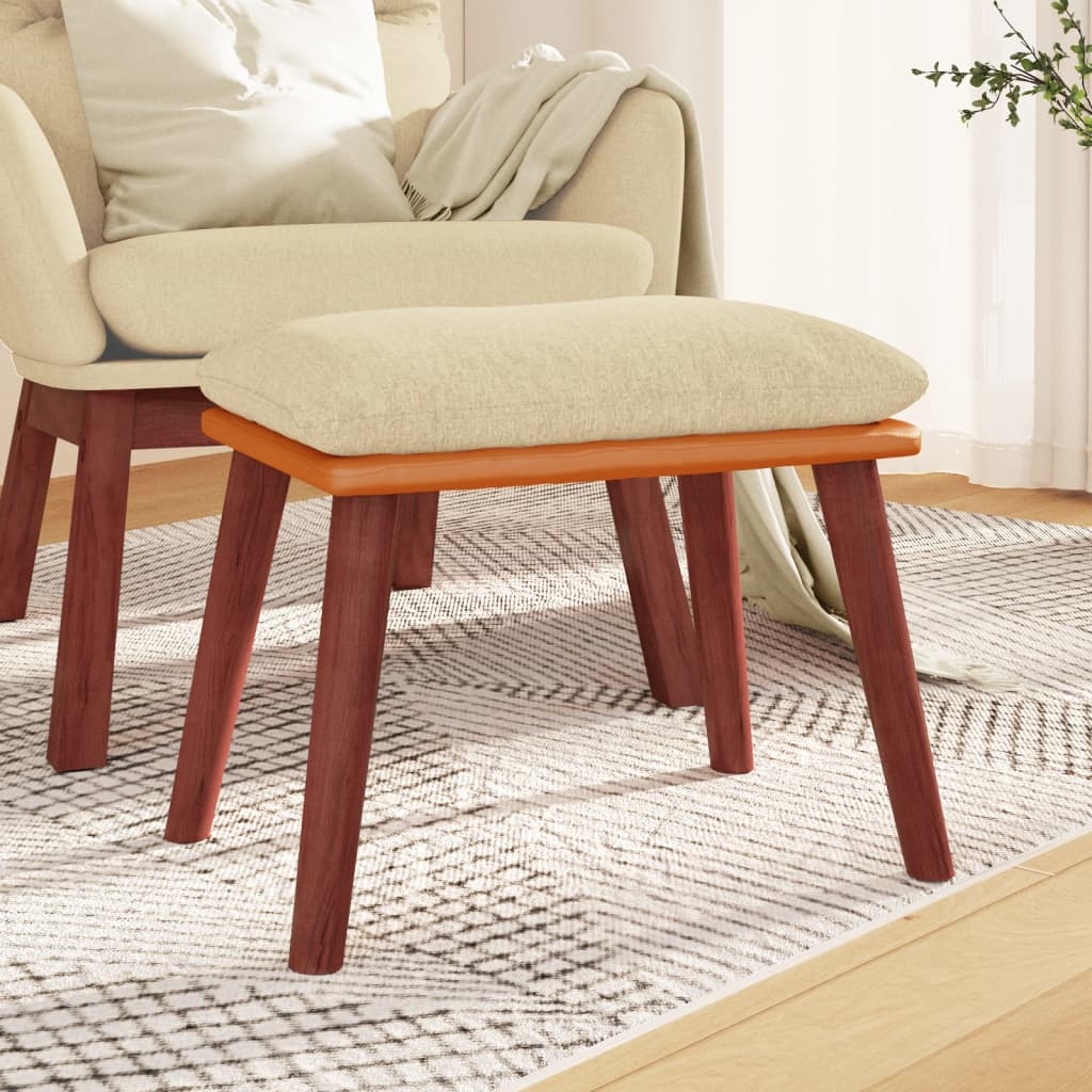 fodskammel 45x29,5x35 cm stof og kunstlæder cremefarvet