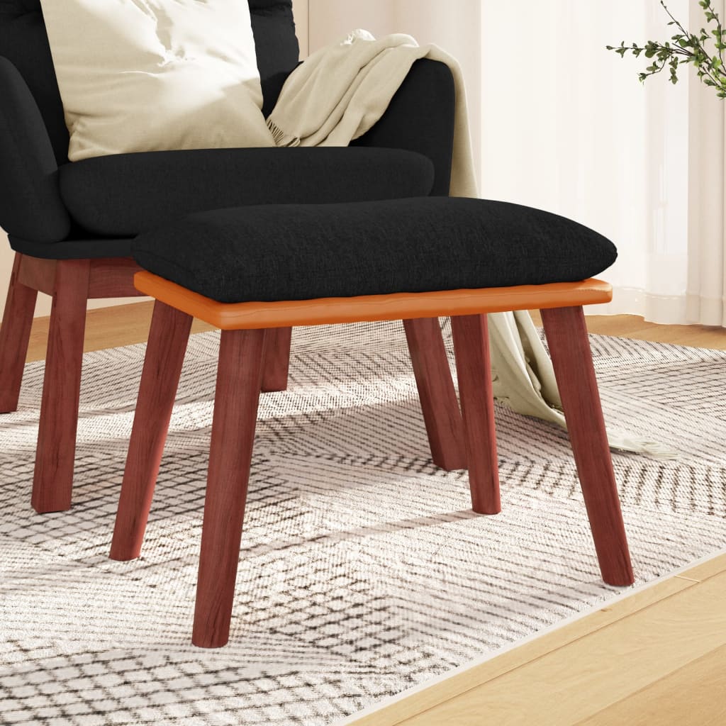 fodskammel 45x29,5x35 cm stof og kunstlæder sort