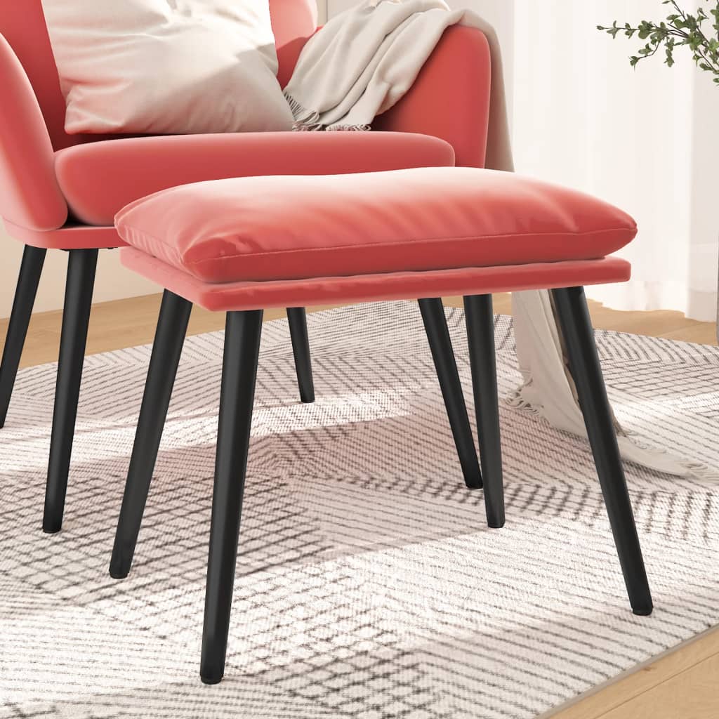 fodskammel 45x29,5x35 cm fløjl lyserød