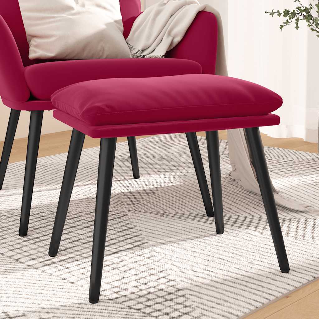 fodskammel 45x29,5x35 cm fløjl vinrød