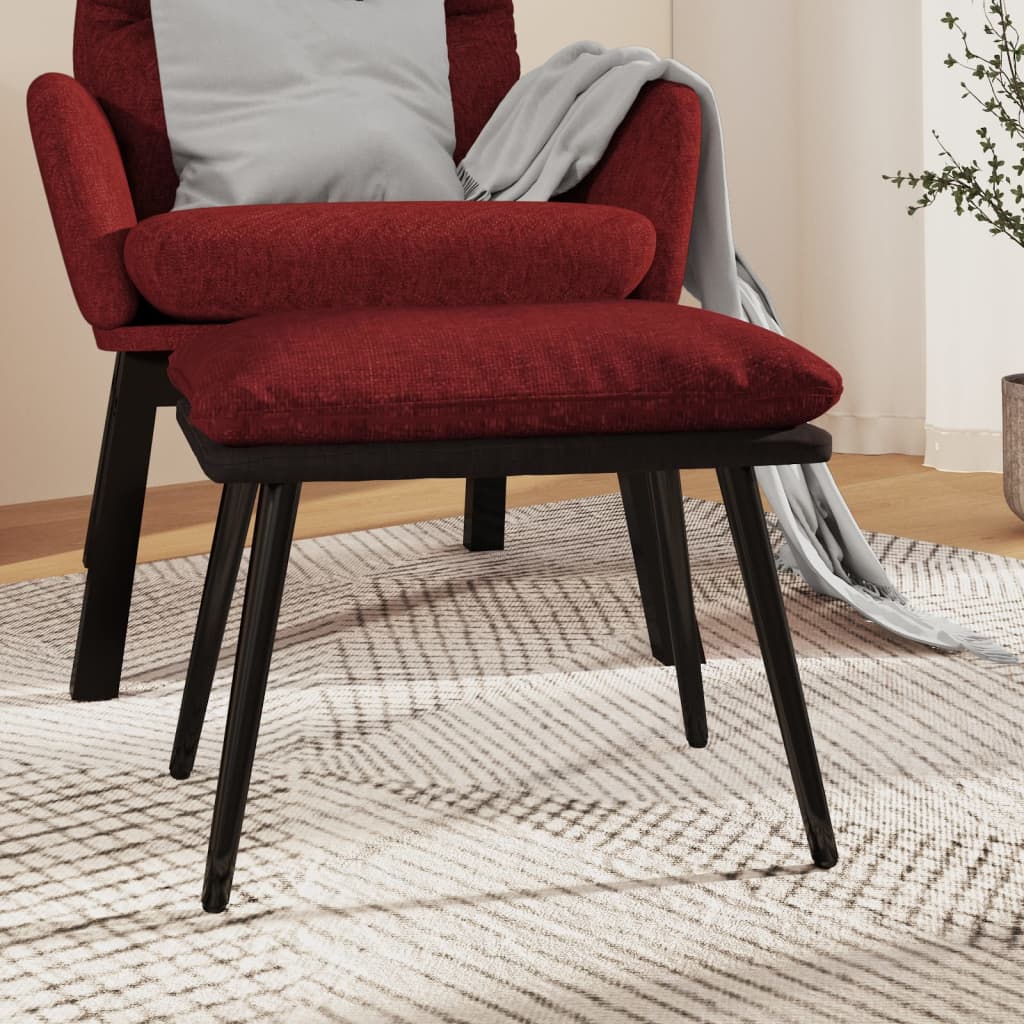 fodskammel 45x29,5x35 cm stof og kunstlæder vinrød