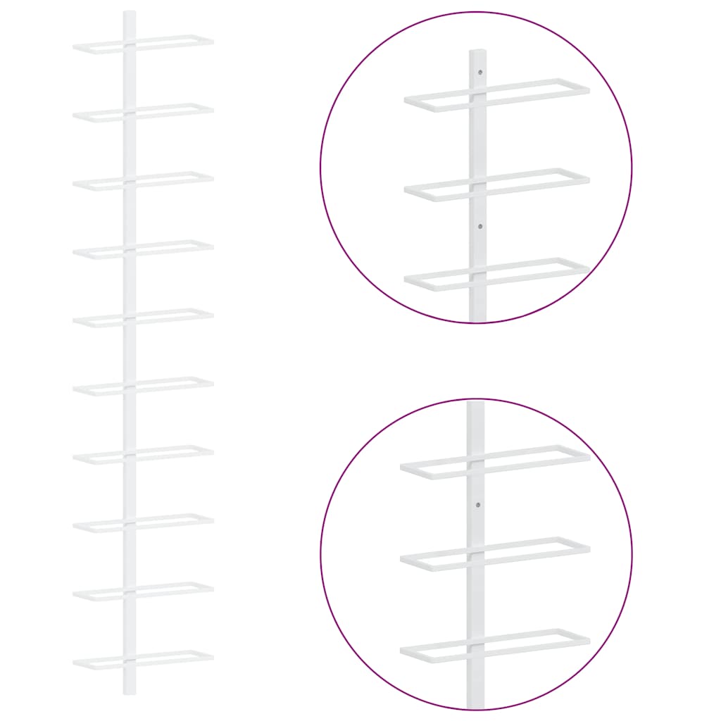 væghængte vinreoler til 7 flasker 10 stk. metal hvid