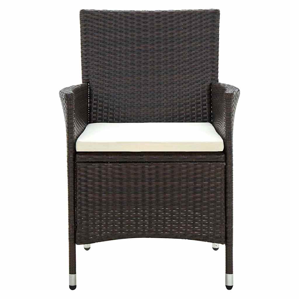 udendørs spisebordssæt 5 dele med hynder polyrattan brun