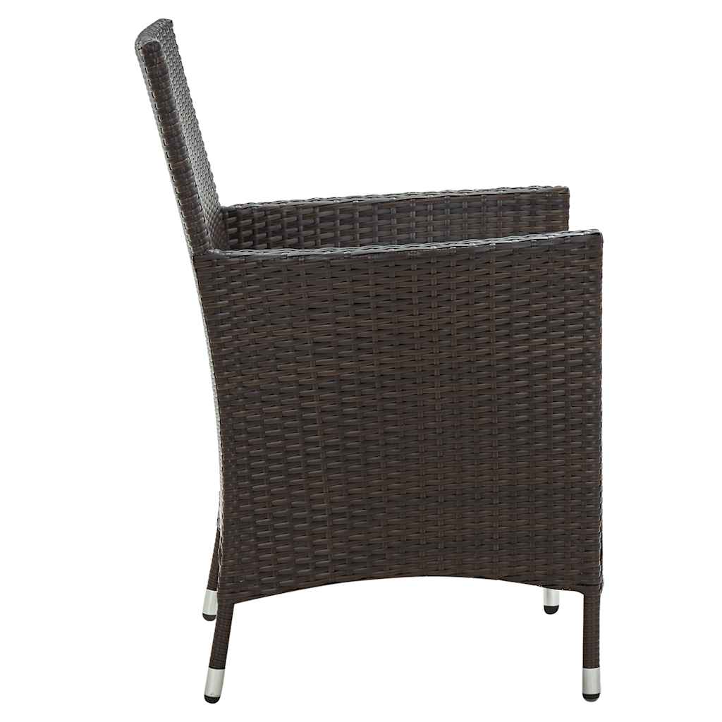 udendørs spisebordssæt 5 dele med hynder polyrattan brun