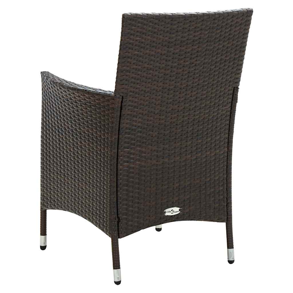 udendørs spisebordssæt 5 dele med hynder polyrattan brun
