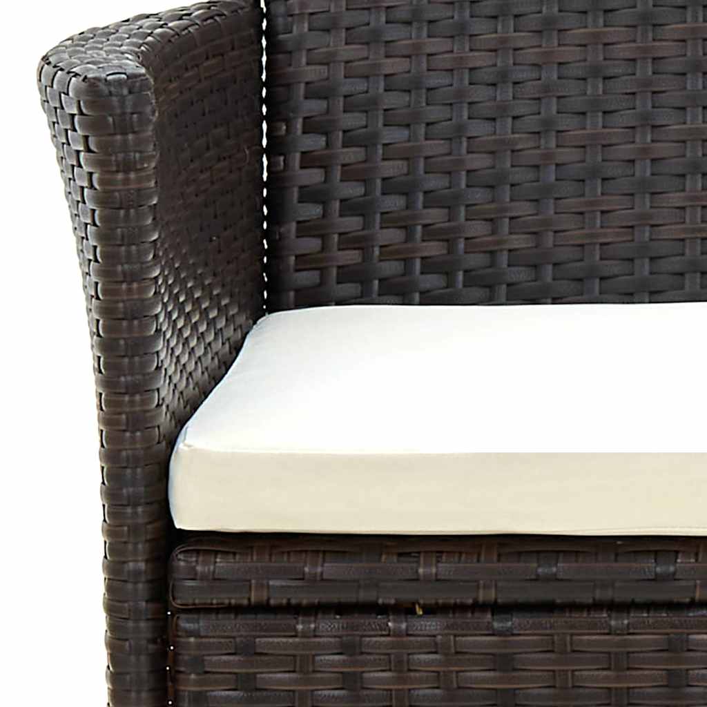 udendørs spisebordssæt 5 dele med hynder polyrattan brun