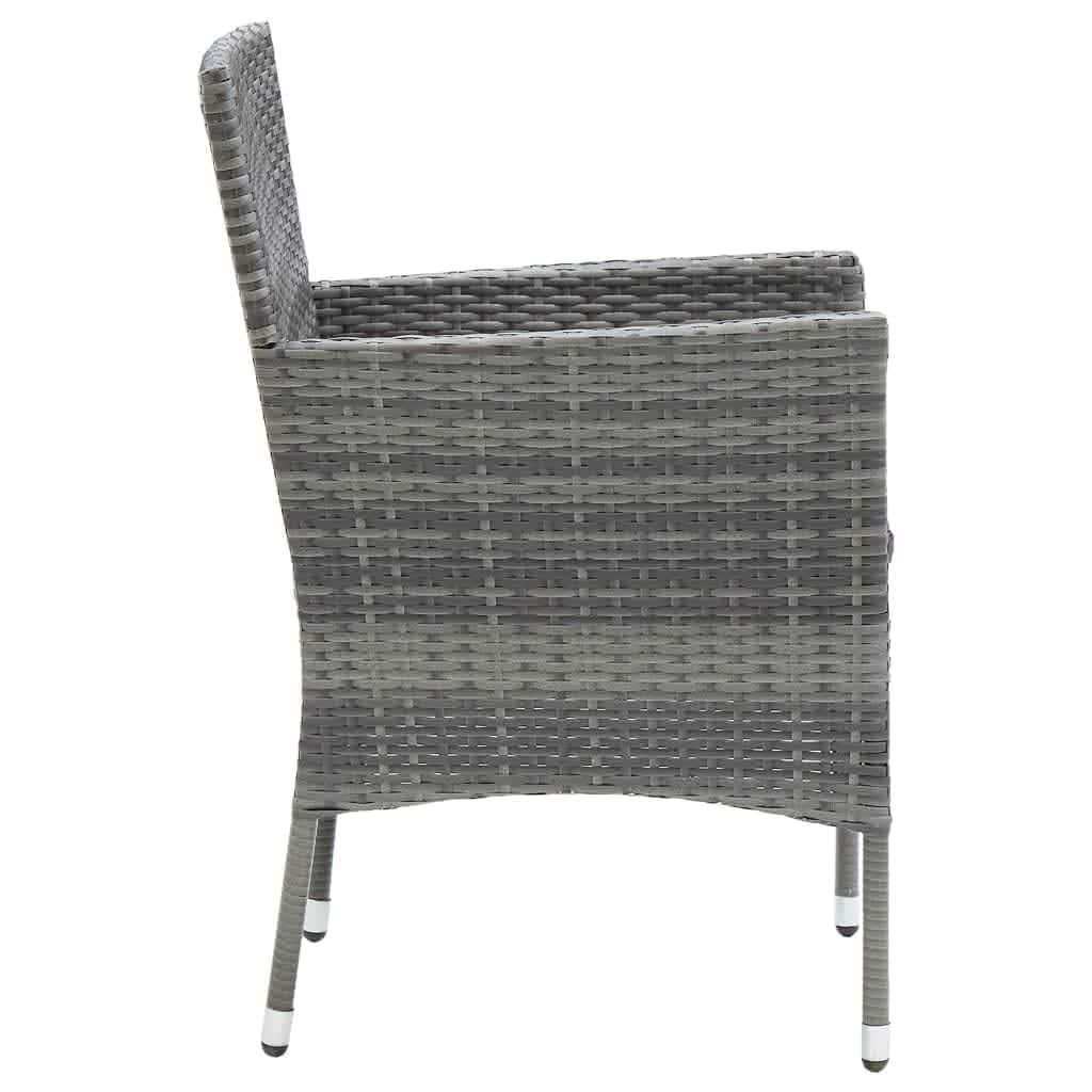 spisebordssæt til haven 5 dele med hynder polyrattan grå