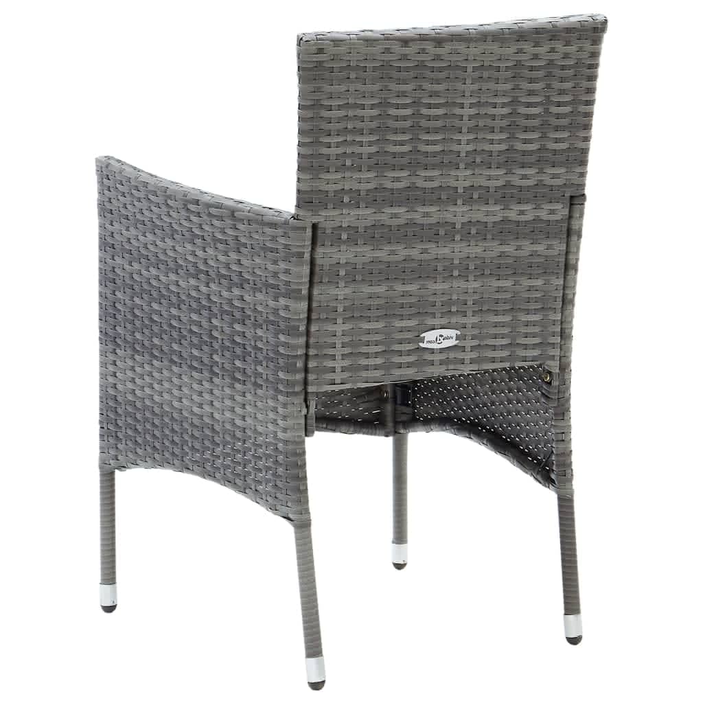spisebordssæt til haven 5 dele med hynder polyrattan grå