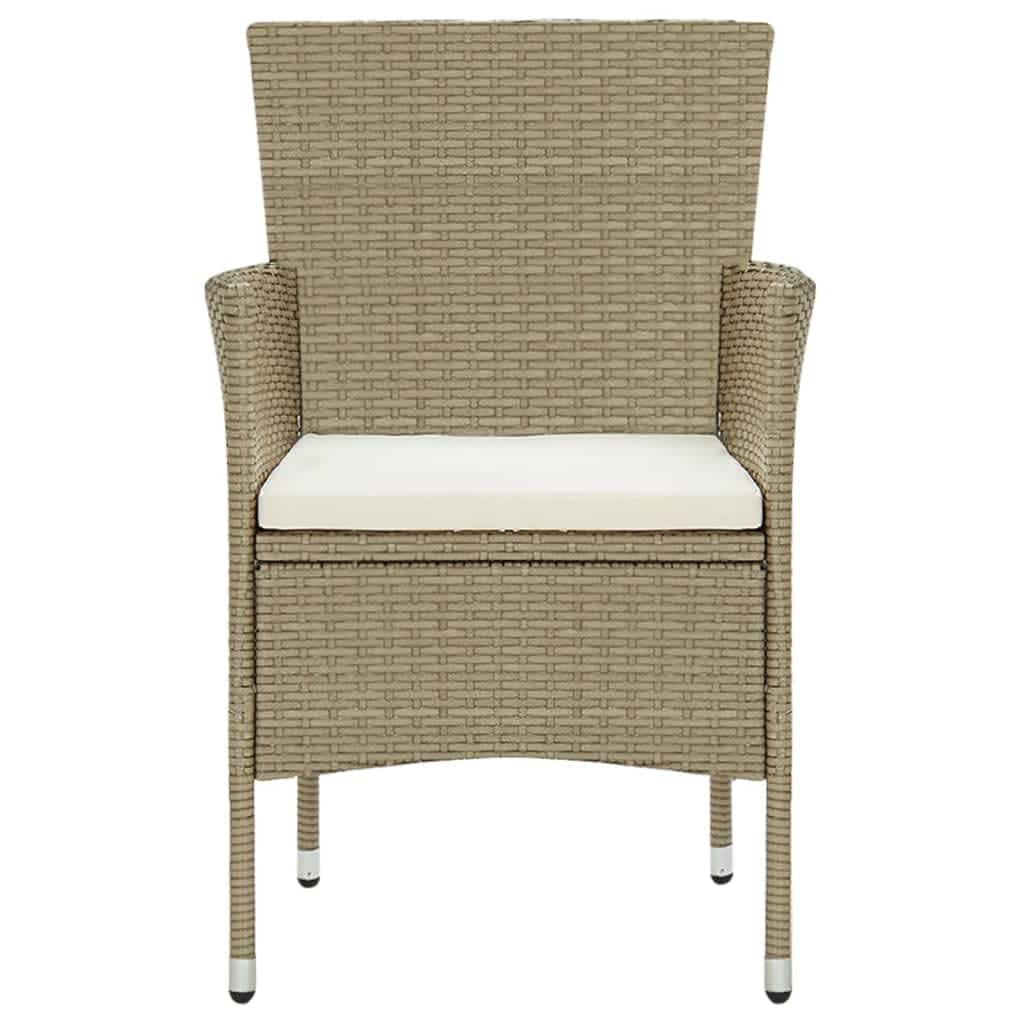 spisebordssæt til haven med hynder 5 dele polyrattan beige