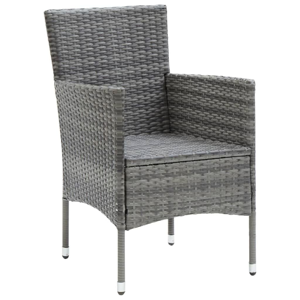 spisebordssæt til haven 5 dele med hynder polyrattan grå