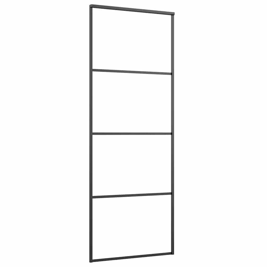 skydedør 76x205 cm hærdet matteret glas og aluminium sort