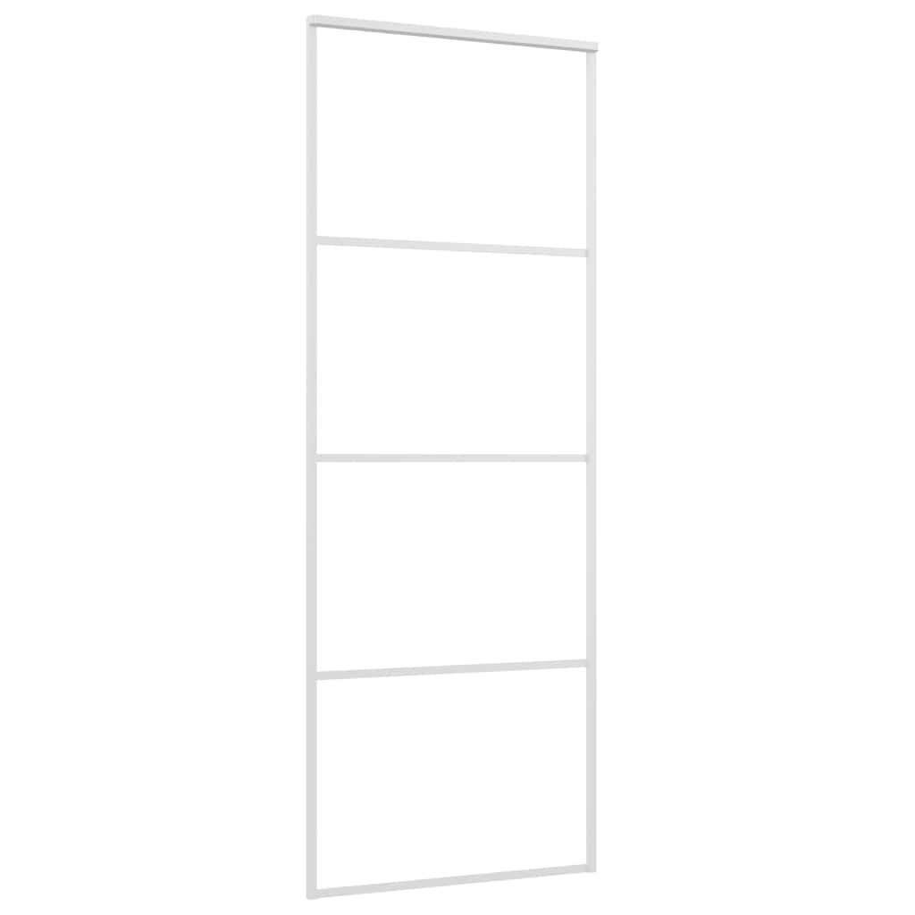 skydedør 76x205 cm hærdet glas og aluminium hvid