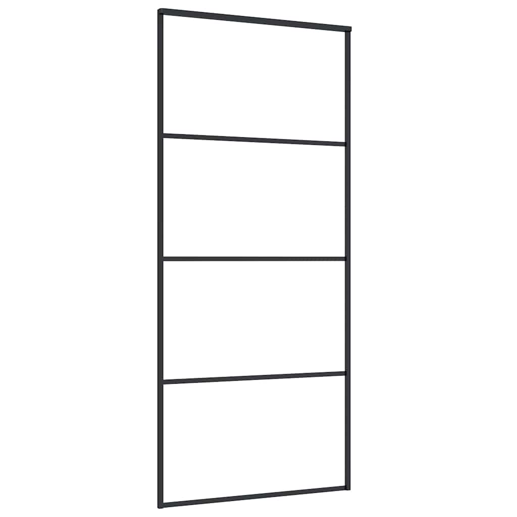 skydedør 90x205 cm hærdet matteret glas og aluminium sort