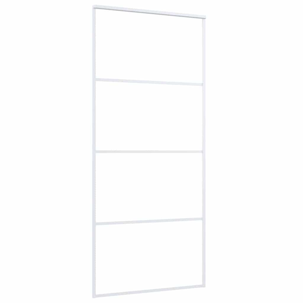 skydedør 90x205 cm hærdet glas og aluminium hvid